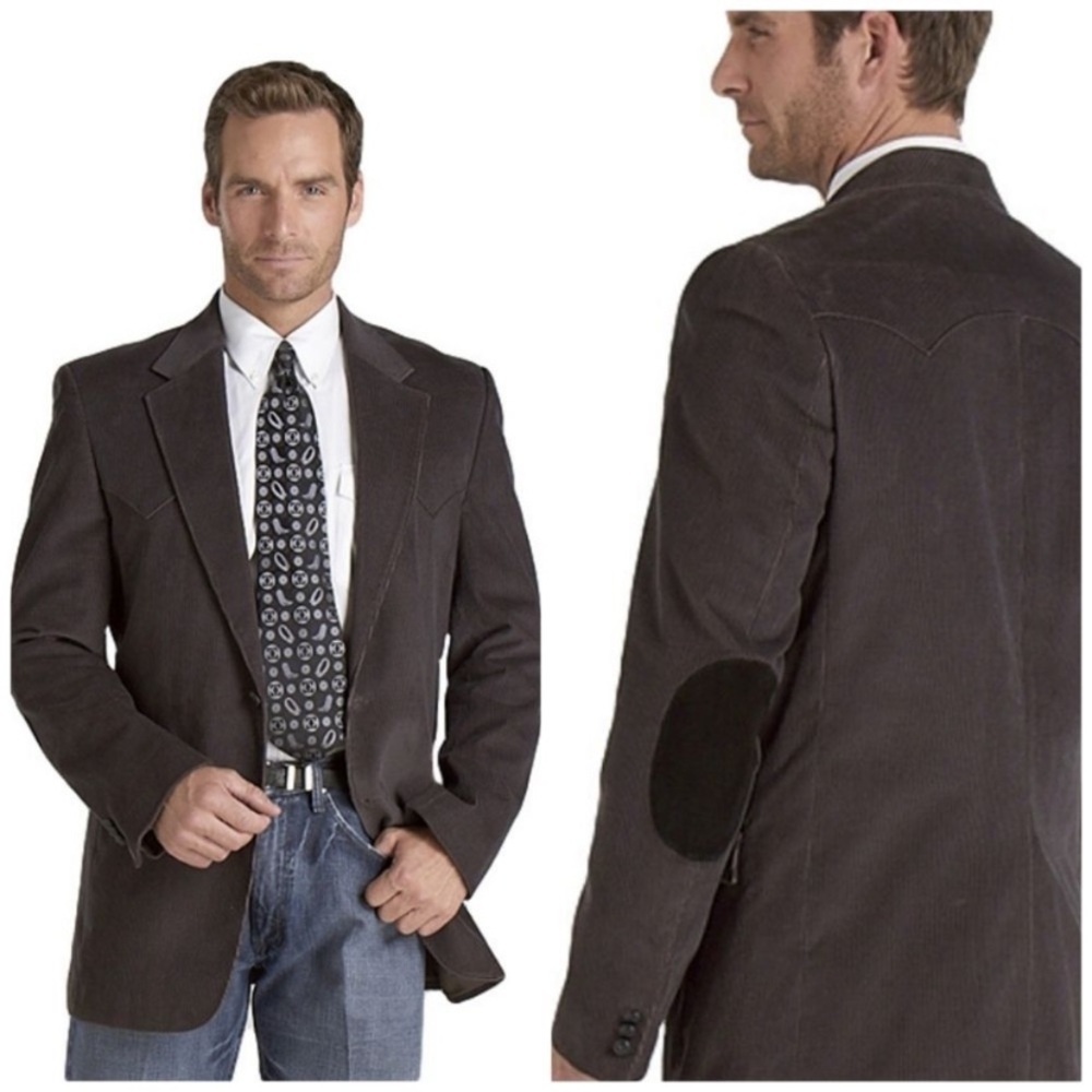 Circle S Dallas Texas Western Blazer Jacket Sport Coat Corduroy Elbow Patch 42L